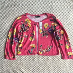 New York & Co. 7th Ave Studio Floral Pink Cardigan Brand New Never Worn Size Med